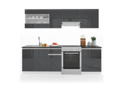 Mueble de cocina antracita brillo intenso/blanco 240x60x81.6 raul