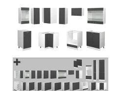 Mueble de cocina antracita-oro 200x46x81.6 fame-line