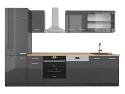 Mueble de cocina antracita brillo intenso/antracita 300x46x81.6 r-line