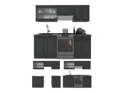 Mueble de cocina antracita casa de campo/antracita 200x60x81.6 r-line