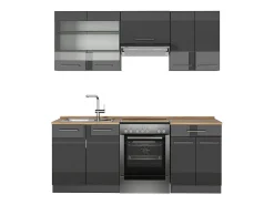 Mueble de cocina antracita alto brillo 200x60x81.6 fame-line