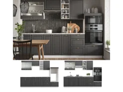 Mueble de cocina antracita casa de campo/blanco 280x46x81.6 fame-line
