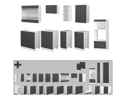 Mueble de cocina antracita casa de campo/blanco 280x46x81.6 fame-line