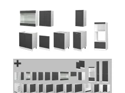 Mueble de cocina antracita-oro/blanco 300x60x81.6 fame-line