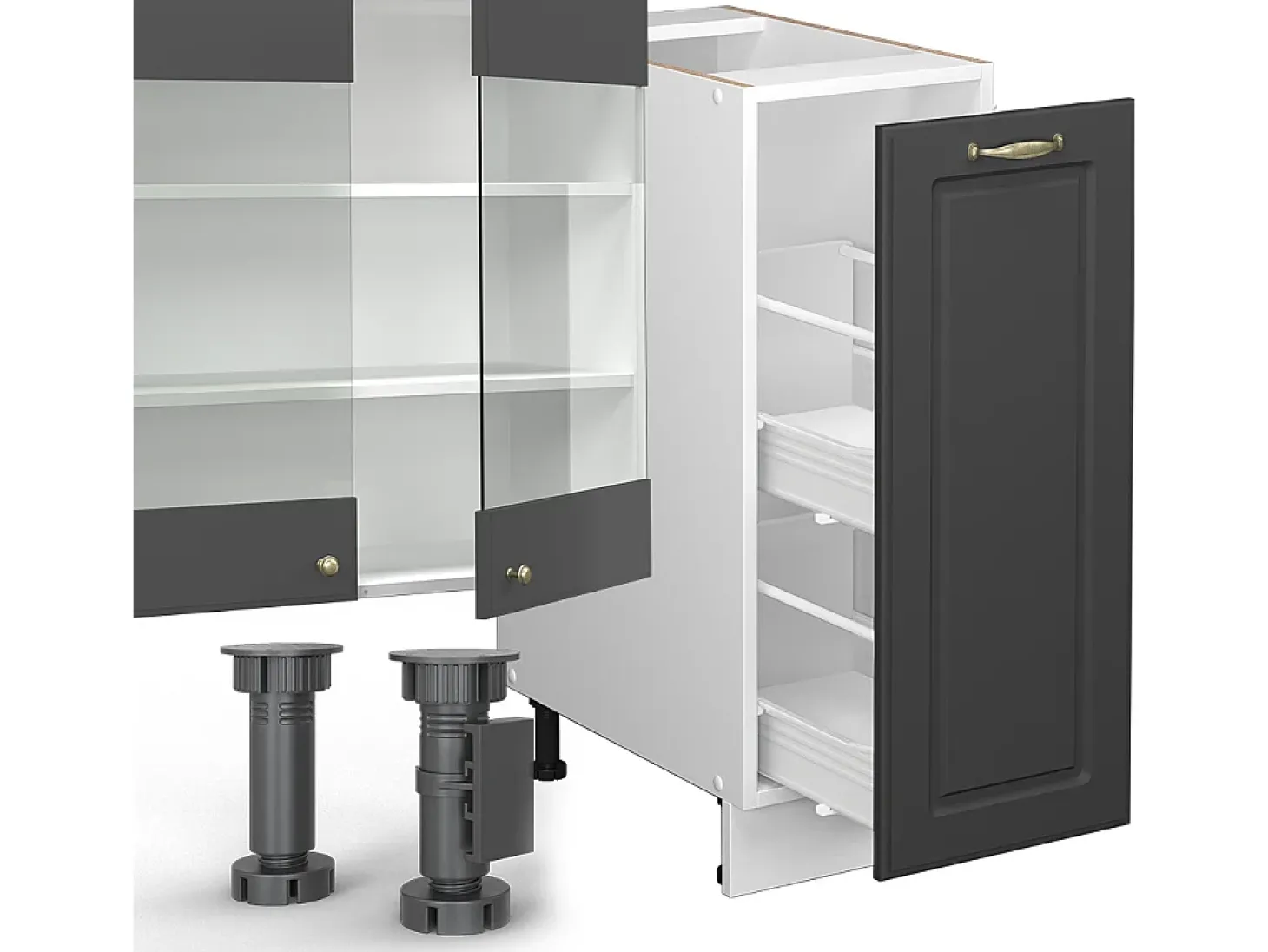 Mueble de cocina antracita-oro/blanco 280x60x81.6 fame-line