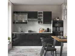 Mueble de cocina antracita brillo intenso/blanco 280x60x81.6 fame-line