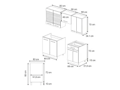 Mueble de cocina antracita alto brillo 200x60x81.6 fame-line