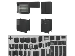 Mueble de cocina antracita alto brillo 200x60x81.6 fame-line