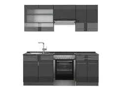 Mueble de cocina antracita alto brillo 200x60x81.6 fame-line