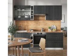 Mueble de cocina antracita casa de campo/blanco 235x60x81.6 fame-line