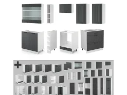 Mueble de cocina antracita casa de campo/blanco 235x60x81.6 fame-line