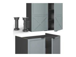Mueble de cocina azul claro/gris antracita 240x46x81.6 fame-line
