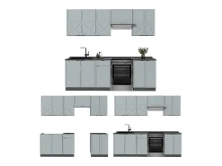 Mueble de cocina azul claro/gris antracita 240x46x81.6 fame-line