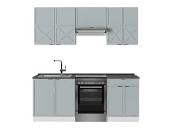 Mueble de cocina azul claro-gris-blanco 200x60x81.6 fame-line