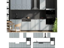 Mueble de cocina azul claro/gris antracita 300x46x81.6 fame-line