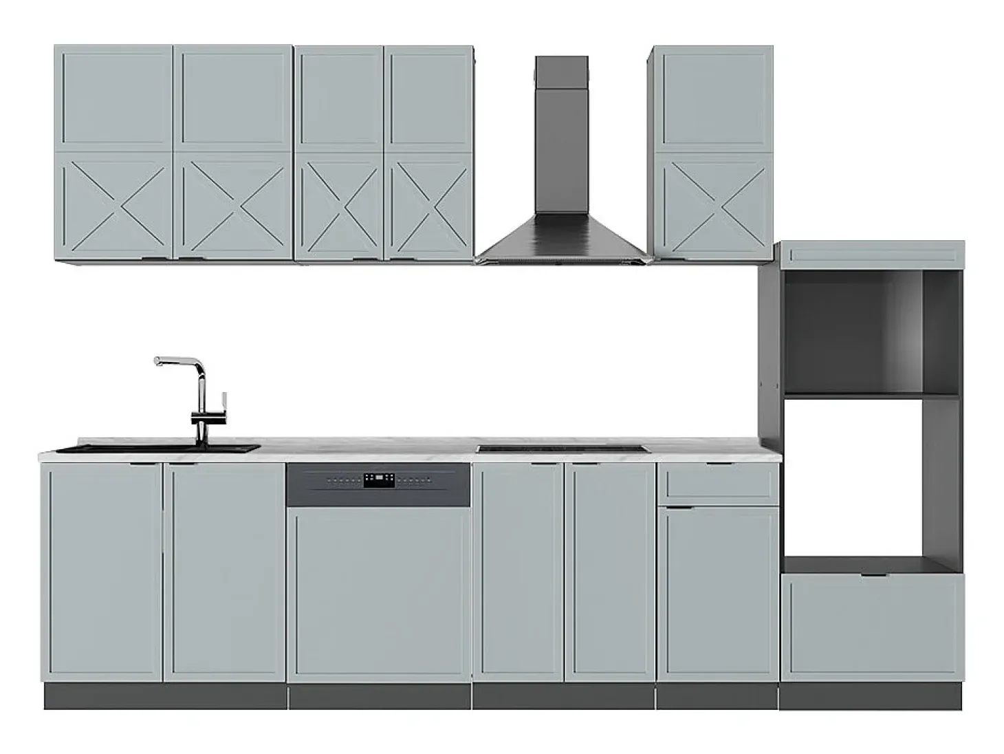 Mueble de cocina azul claro/gris antracita 300x46x81.6 fame-line