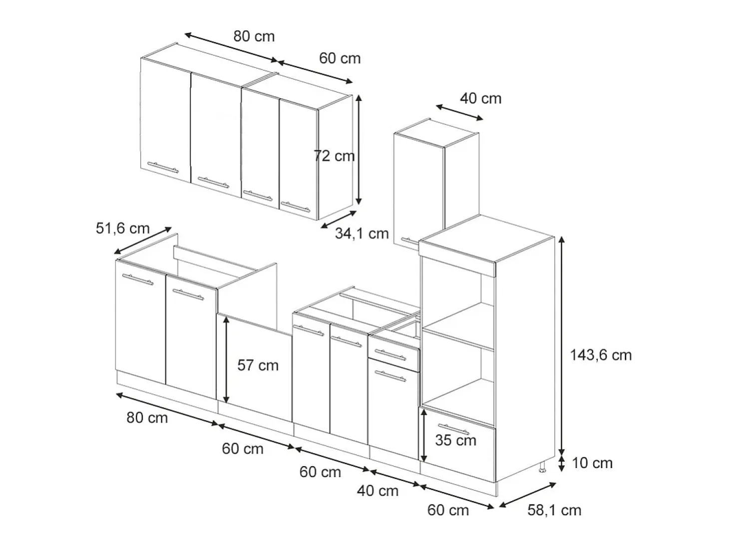 Mueble de cocina azul claro/gris antracita 300x46x81.6 fame-line