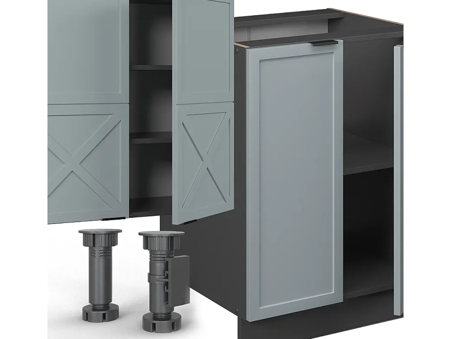 Mueble de cocina azul claro/gris antracita 300x46x81.6 fame-line