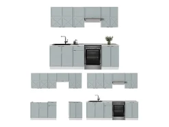 Mueble de cocina azul claro-gris-blanco 240x60x81.6 fame-line