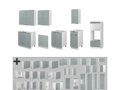 Mueble de cocina azul claro-gris-blanco 300x60x81.6 fame-line