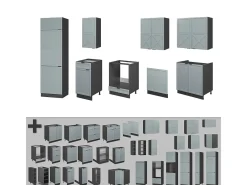 Mueble de cocina azul claro/gris antracita 300x60x81.6 fame-line