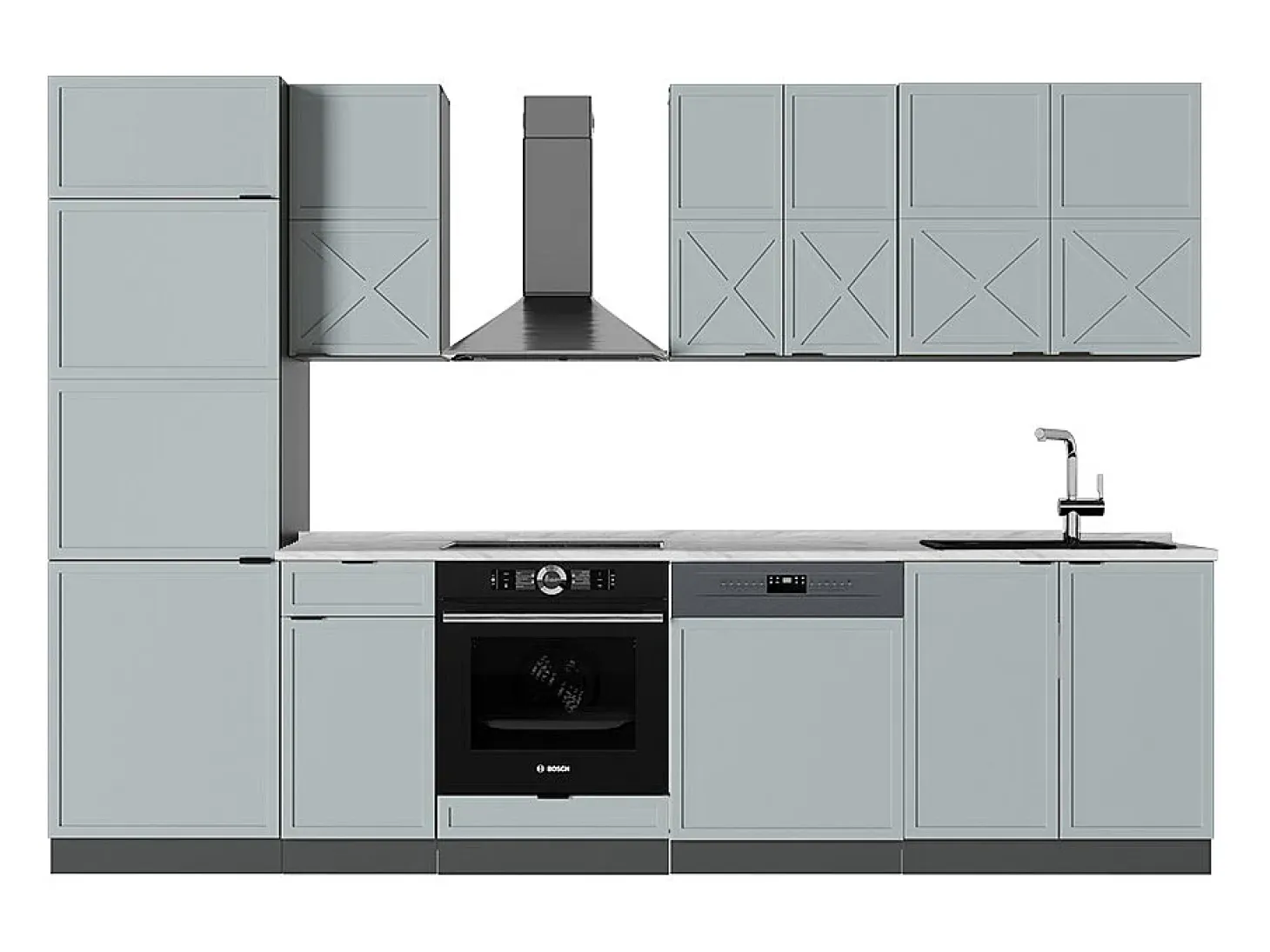 Mueble de cocina azul claro/gris antracita 300x46x81.6 fame-line