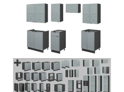 Mueble de cocina azul claro/gris antracita 240x60x81.6 fame-line
