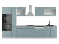 Mueble de cocina azul-gris-blanco 350x46x81.6 r-line