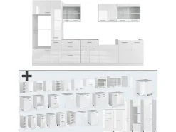 Mueble de cocina blanco alto brillo/blanco 350x60x81.6 r-line