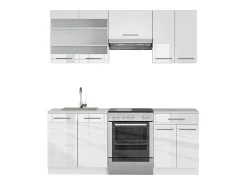 Mueble de cocina blanco alto brillo/blanco 200x60x81.6 fame-line