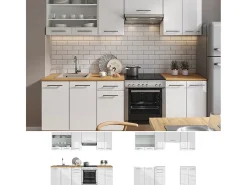 Mueble de cocina blanco alto brillo/blanco 240x46x81.6 fame-line