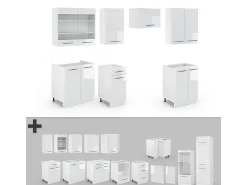 Mueble de cocina blanco alto brillo/blanco 240x46x81.6 fame-line