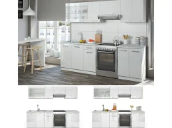 Mueble de cocina blanco alto brillo/blanco 240x60x81.6 raul