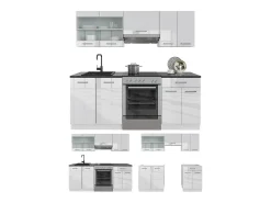 Mueble de cocina blanco alto brillo/blanco 200x46x81.6 r-line