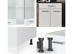 Mueble de cocina blanco alto brillo/blanco 200x46x81.6 r-line
