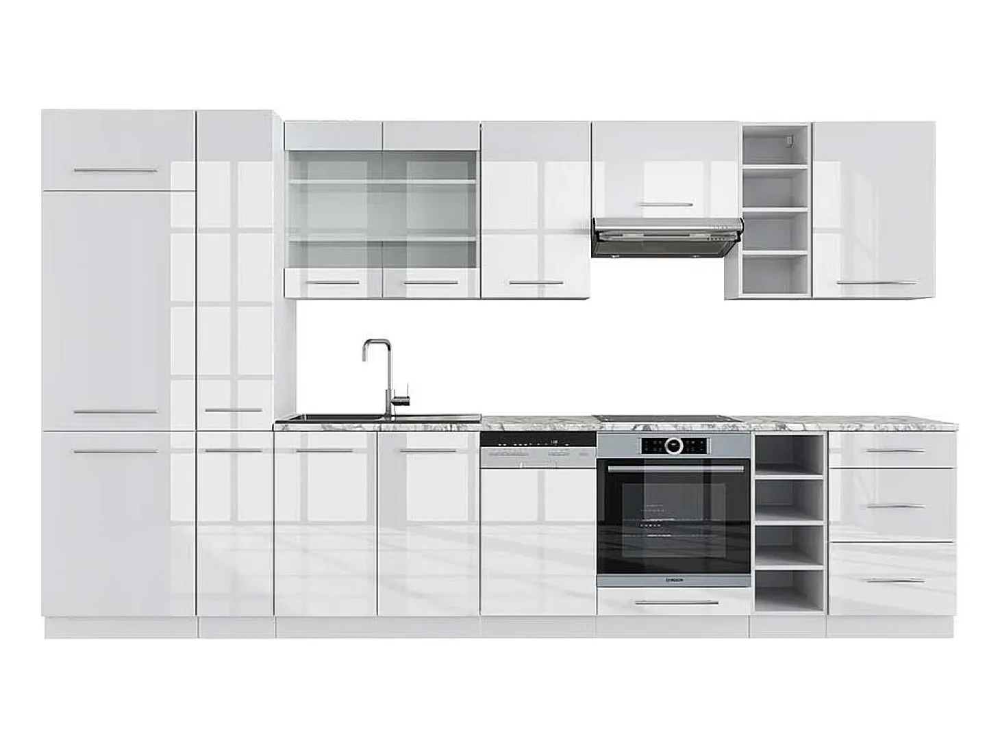 Mueble de cocina blanco alto brillo/blanco 355x60x81.6 fame-line