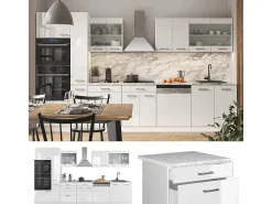 Mueble de cocina blanco alto brillo/blanco 350x60x81.6 r-line