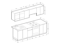 Mueble de cocina blanco alto brillo/blanco 240x60x81.6 raul