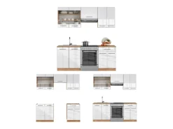 Mueble de cocina blanco brillo intenso/roble dorado 200x60x81.6 fame-line