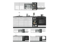 Mueble de cocina blanco brillo/antracita 240x46x81.6 r-line