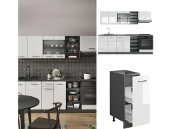 Mueble de cocina blanco brillo/antracita 240x46x81.6 r-line