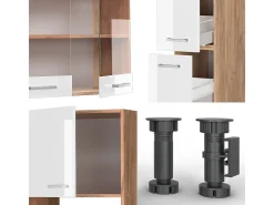 Mueble de cocina blanco brillo intenso/roble dorado 350x46x81.6 r-line