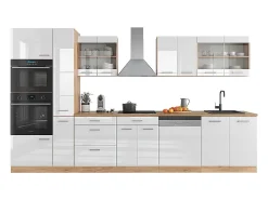 Mueble de cocina blanco brillo intenso/roble dorado 350x46x81.6 r-line
