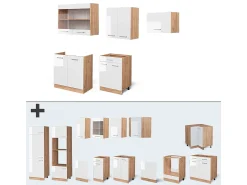 Mueble de cocina blanco brillo intenso/roble dorado 200x46x81.6 r-line