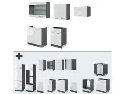 Mueble de cocina blanco brillo/antracita 200x60x81.6 r-line