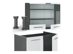 Mueble de cocina blanco brillo/antracita 240x60x81.6 fame-line