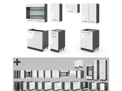 Mueble de cocina blanco brillo/antracita 240x60x81.6 fame-line