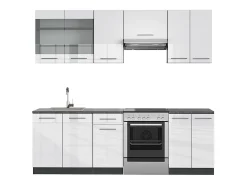 Mueble de cocina blanco brillo/antracita 240x46x81.6 fame-line