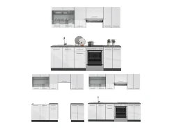 Mueble de cocina blanco brillo/antracita 240x46x81.6 fame-line