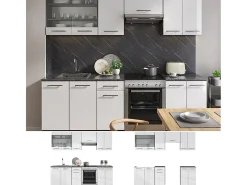 Mueble de cocina blanco brillo/antracita 240x46x81.6 fame-line